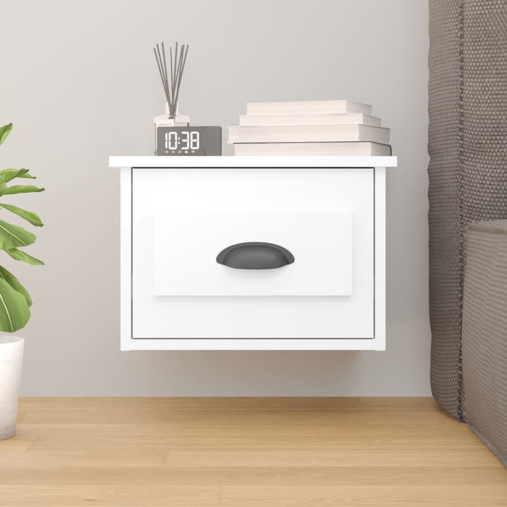 Wall Bedside Table White 41.5x36x28 cm