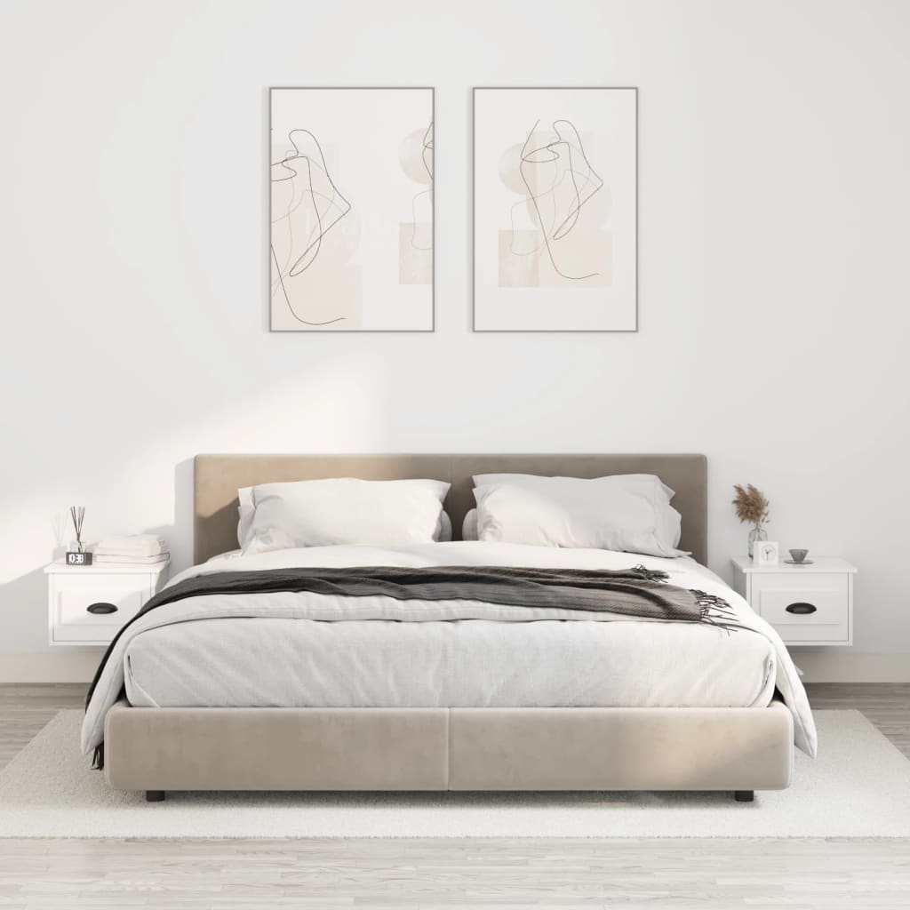 Wall Bedside Tables 2 pcs. White 41.5x36x28 cm