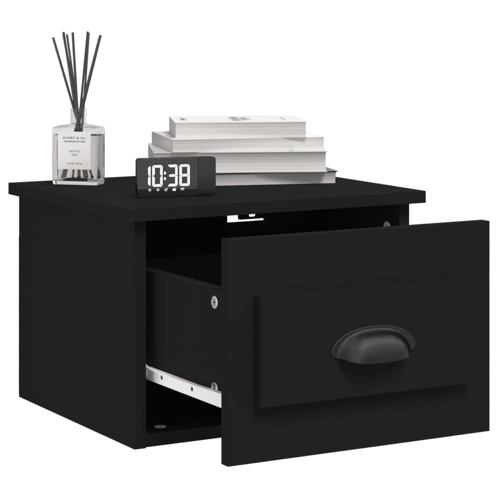 Wall Bedside Table Black 41.5x36x28 cm