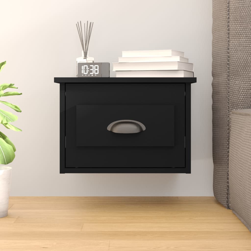 Wall Bedside Table Black 41.5x36x28 cm