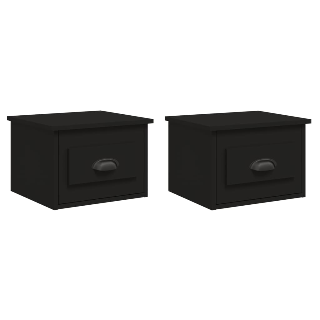 Wall Bedside Tables 2 pcs. Black 41.5x36x28 cm