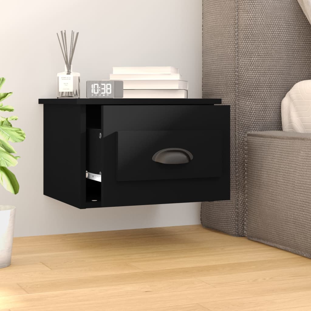Wall Bedside Tables 2 pcs. Black 41.5x36x28 cm