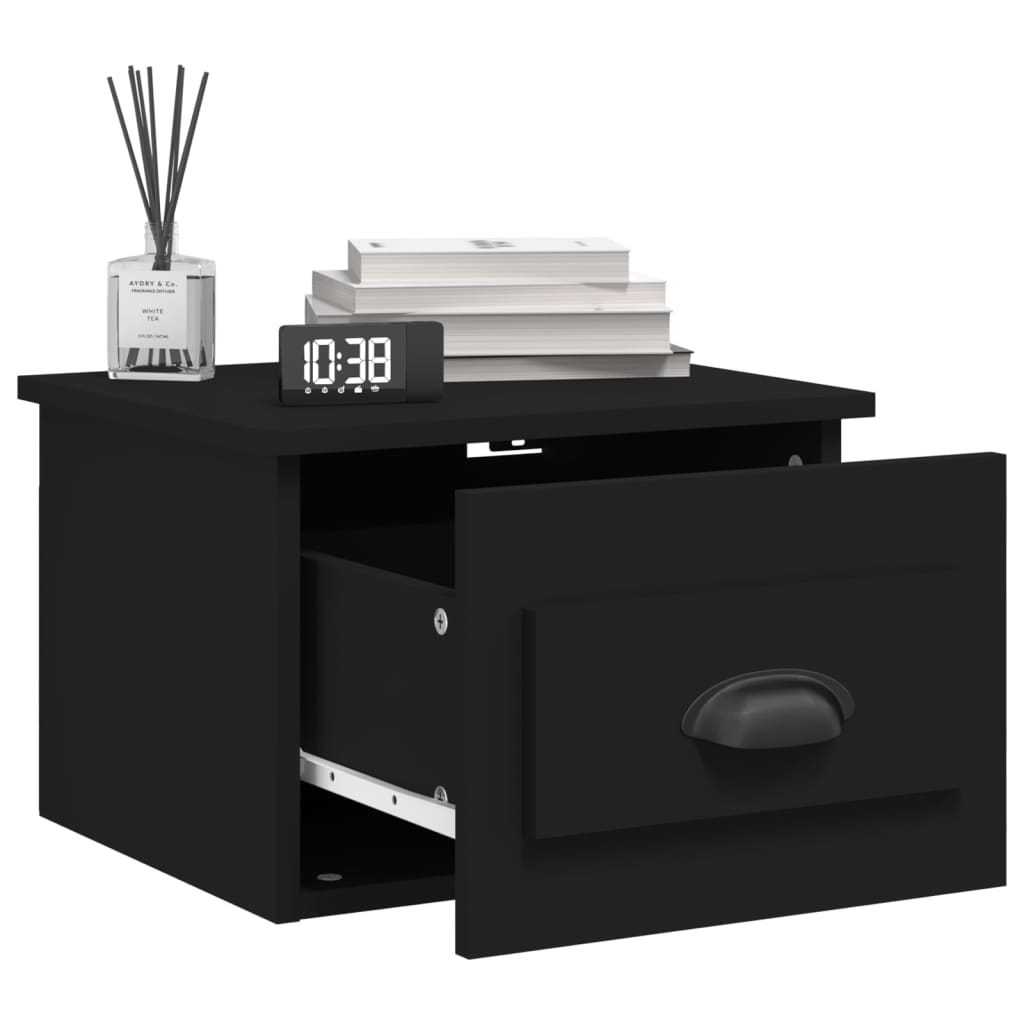 Wall Bedside Tables 2 pcs. Black 41.5x36x28 cm