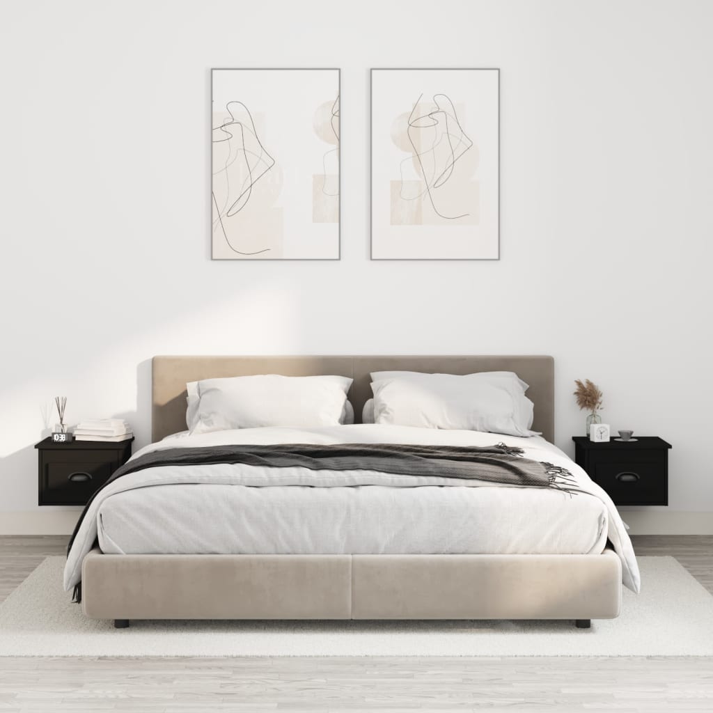 Wall Bedside Tables 2 pcs. Black 41.5x36x28 cm