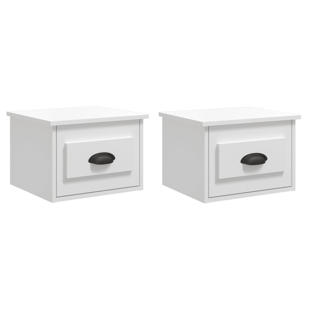 Wall-mounted bedside tables 2 pcs. High-gloss white 41.5x36x28 cm