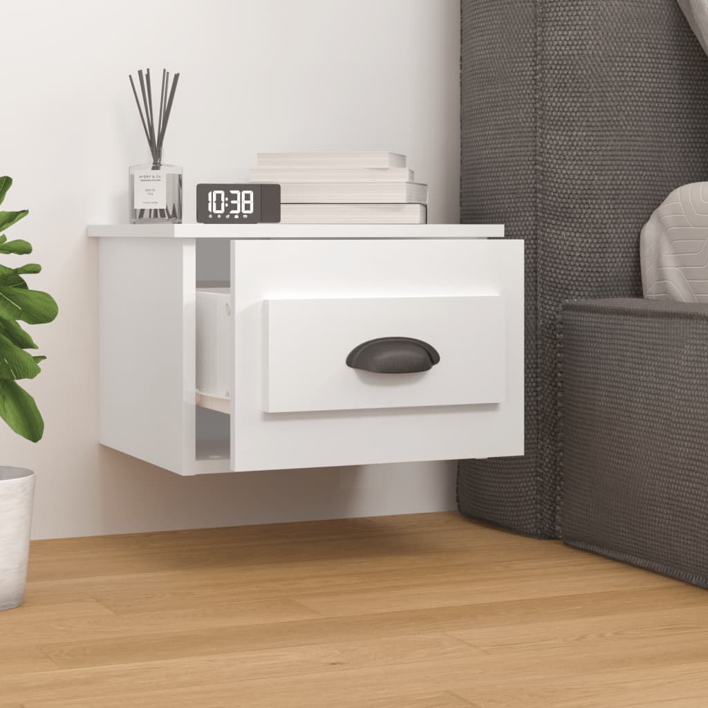 Wall-mounted bedside tables 2 pcs. High-gloss white 41.5x36x28 cm
