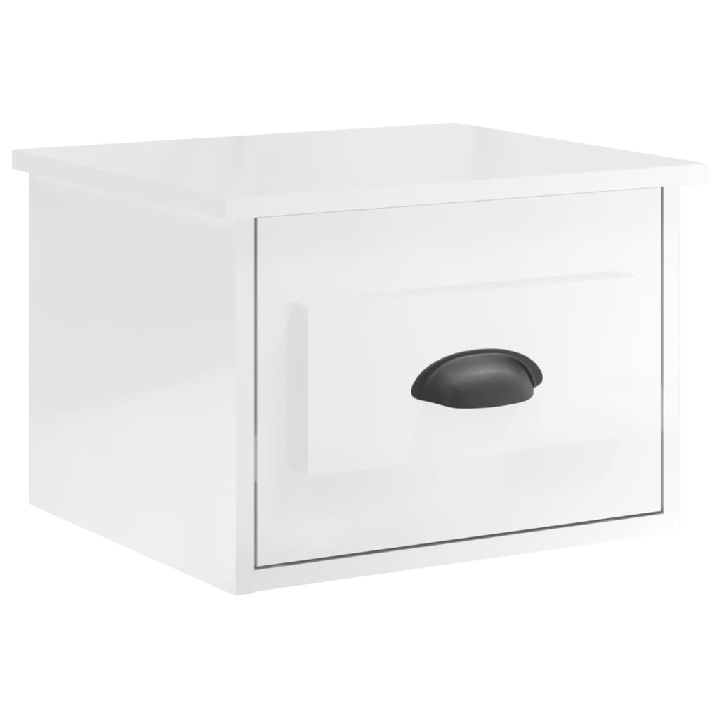 Wall-mounted bedside tables 2 pcs. High-gloss white 41.5x36x28 cm