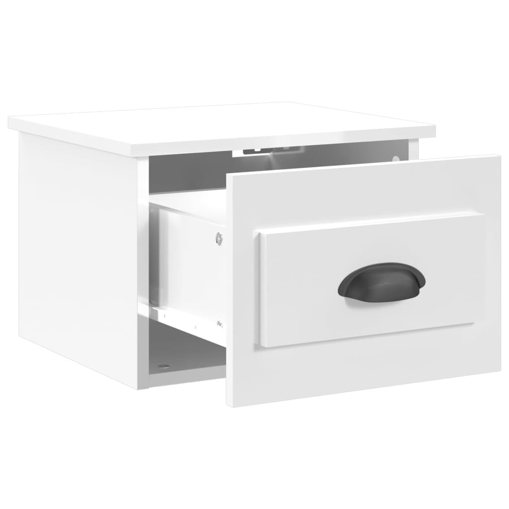 Wall-mounted bedside tables 2 pcs. High-gloss white 41.5x36x28 cm