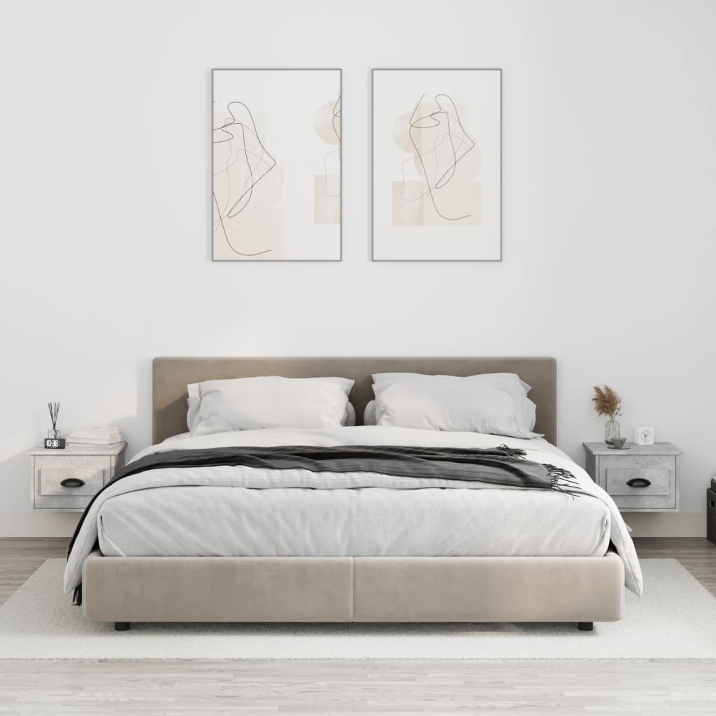 Wall-mounted bedside tables 2 pcs. Concrete grey 41.5x36x28 cm