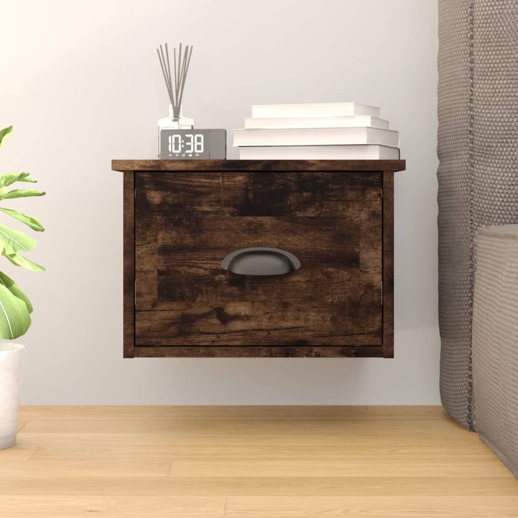 Wall-mounted bedside table smoked oak 41.5x36x28 cm