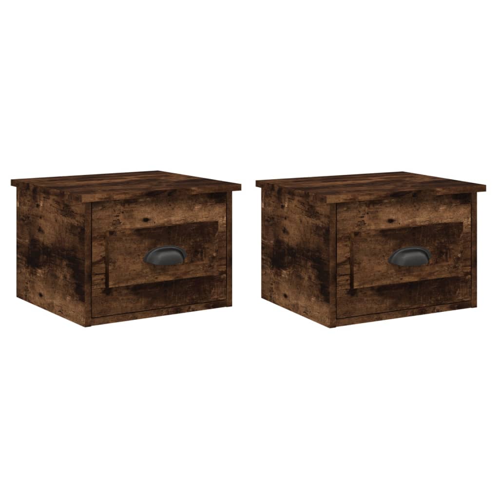 Wall-mounted bedside tables 2 pcs. Smoked oak 41.5x36x28 cm