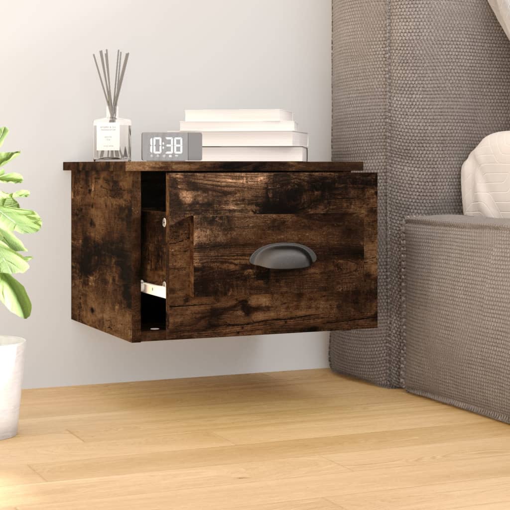 Wall-mounted bedside tables 2 pcs. Smoked oak 41.5x36x28 cm