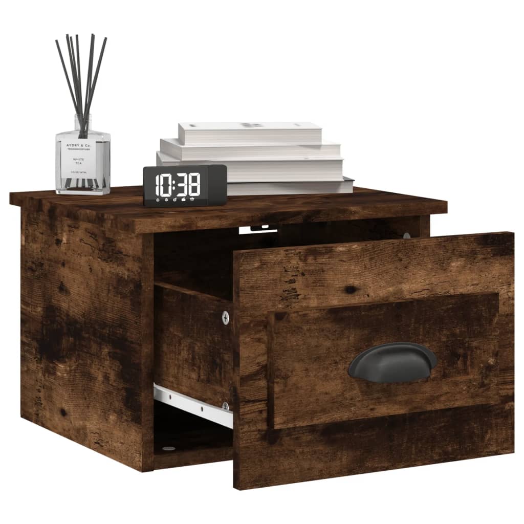 Wall-mounted bedside tables 2 pcs. Smoked oak 41.5x36x28 cm