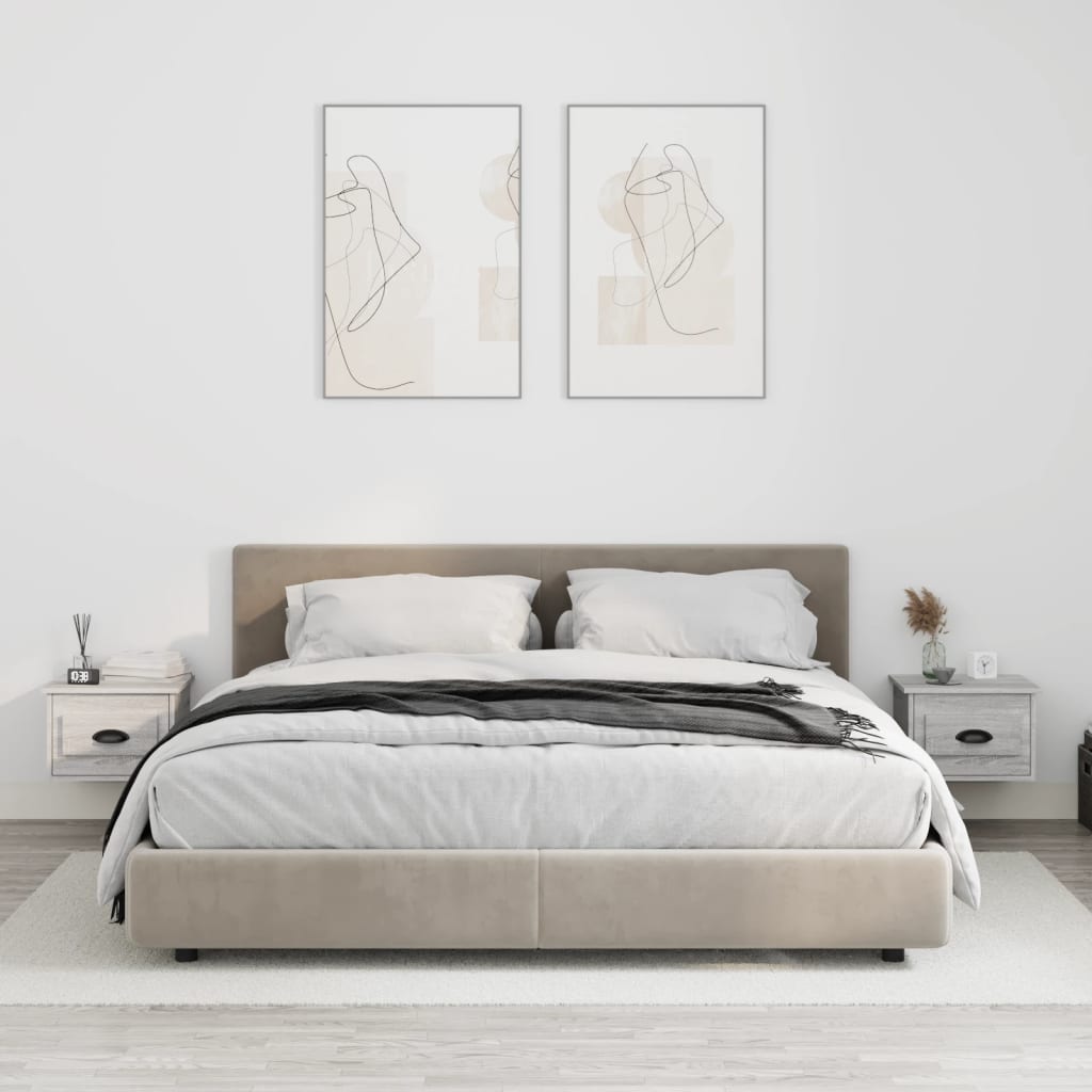 Wall Bedside Tables 2 pcs. Gray Sonoma 41.5x36x28 cm