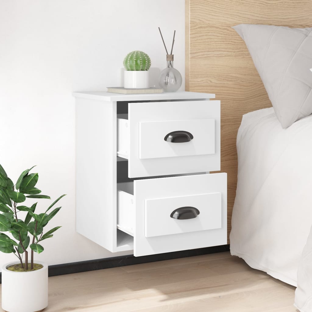 Wall Bedside Table White 41.5x36x53 cm