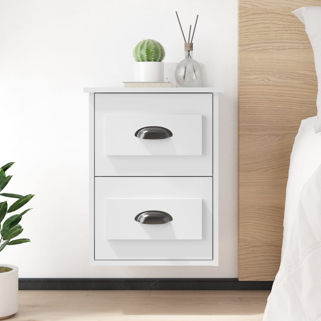 Wall Bedside Table White 41.5x36x53 cm
