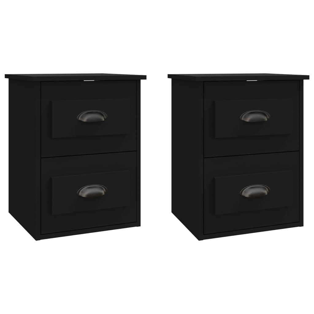 Wall Bedside Tables 2 pcs. Black 41.5x36x53 cm