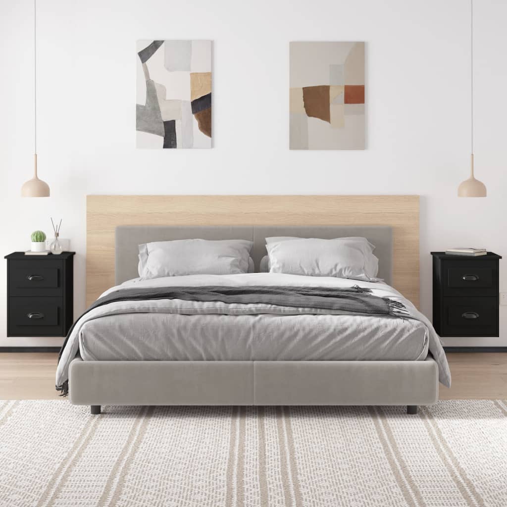 Wall Bedside Tables 2 pcs. Black 41.5x36x53 cm