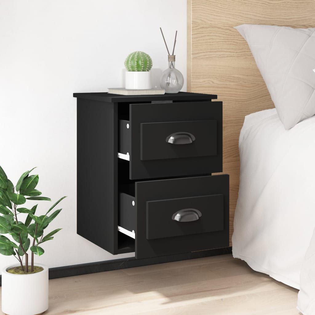 Wall Bedside Tables 2 pcs. Black 41.5x36x53 cm