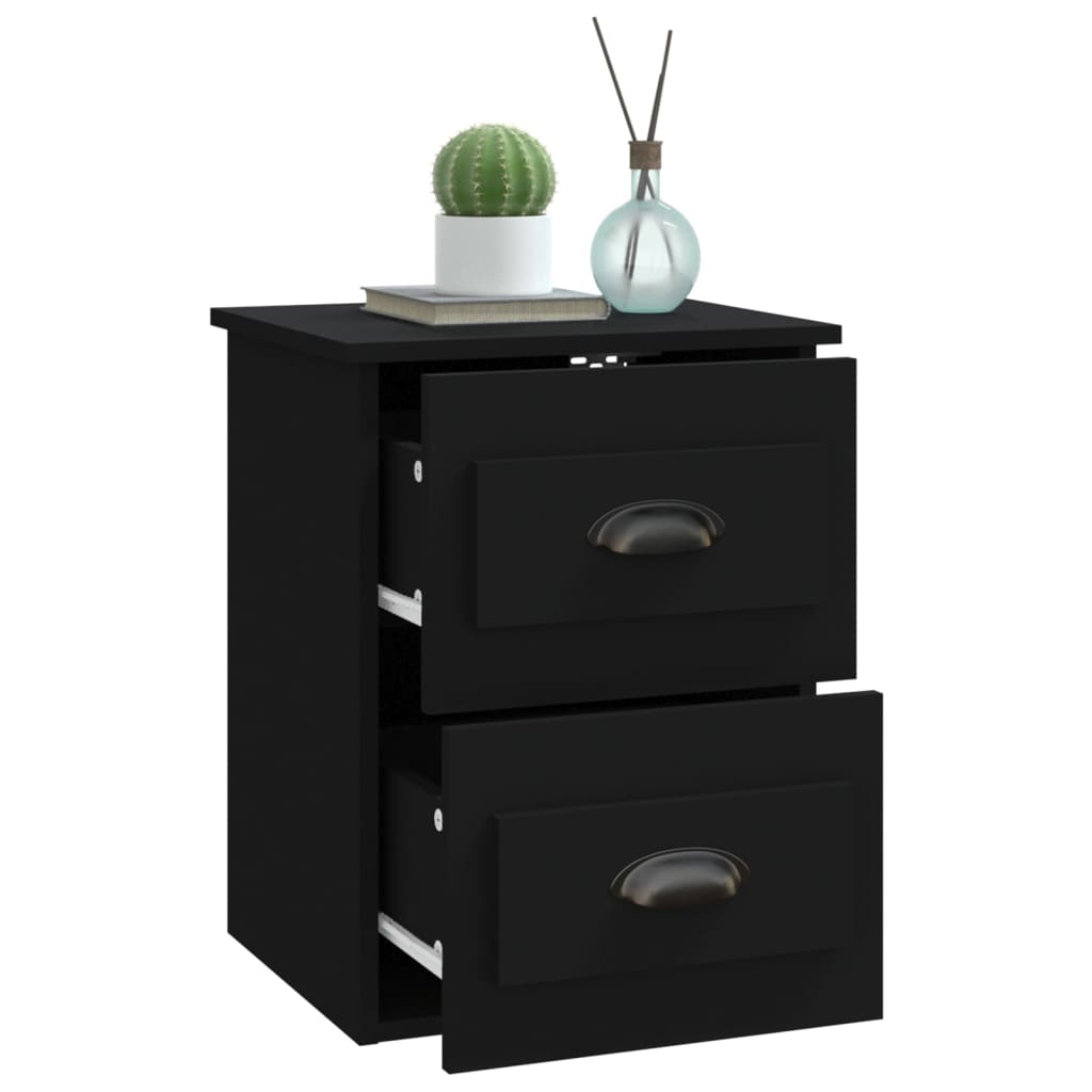Wall Bedside Tables 2 pcs. Black 41.5x36x53 cm