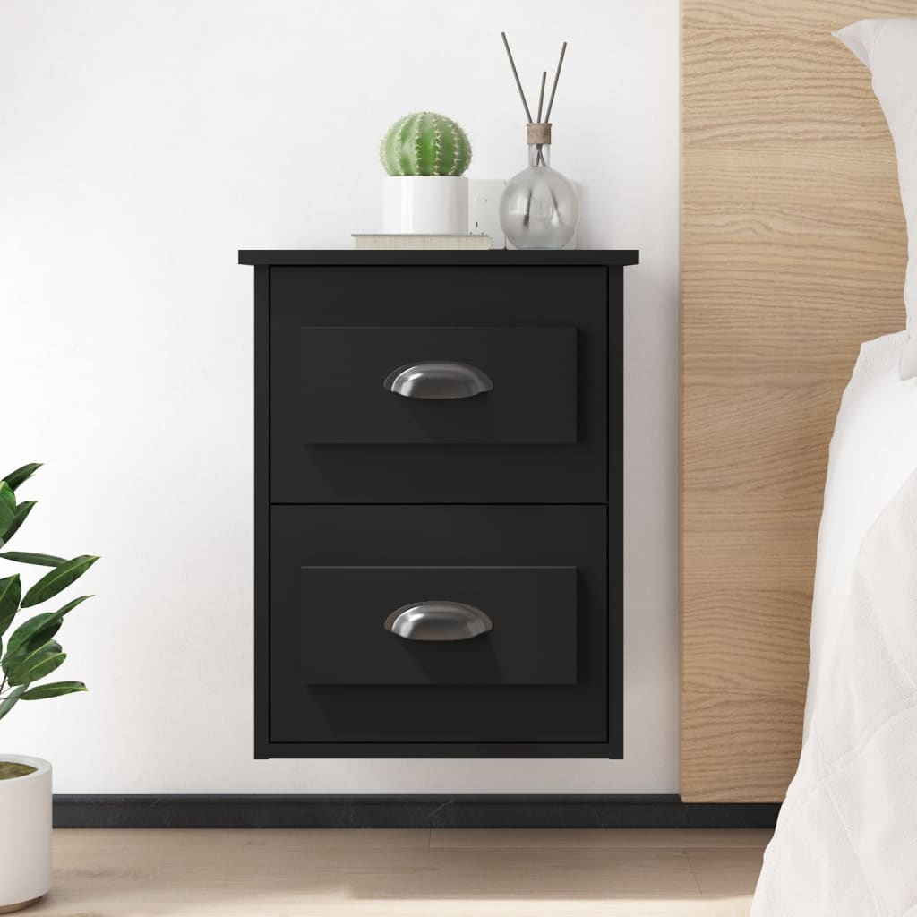 Wall Bedside Tables 2 pcs. Black 41.5x36x53 cm