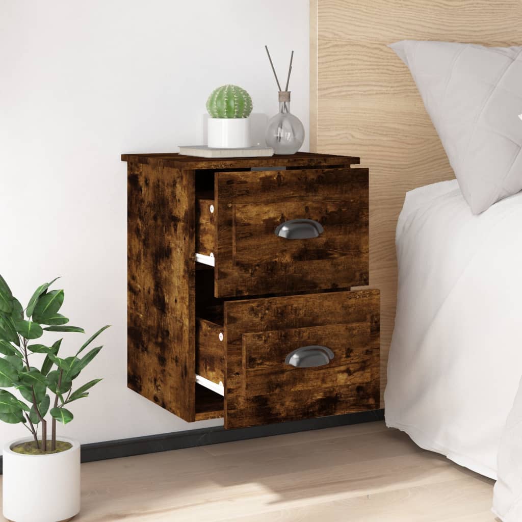 Wall-mounted bedside table smoked oak 41.5x36x53 cm
