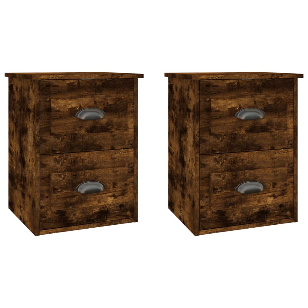 Wall-mounted bedside tables 2 pcs. Smoked oak 41.5x36x53 cm