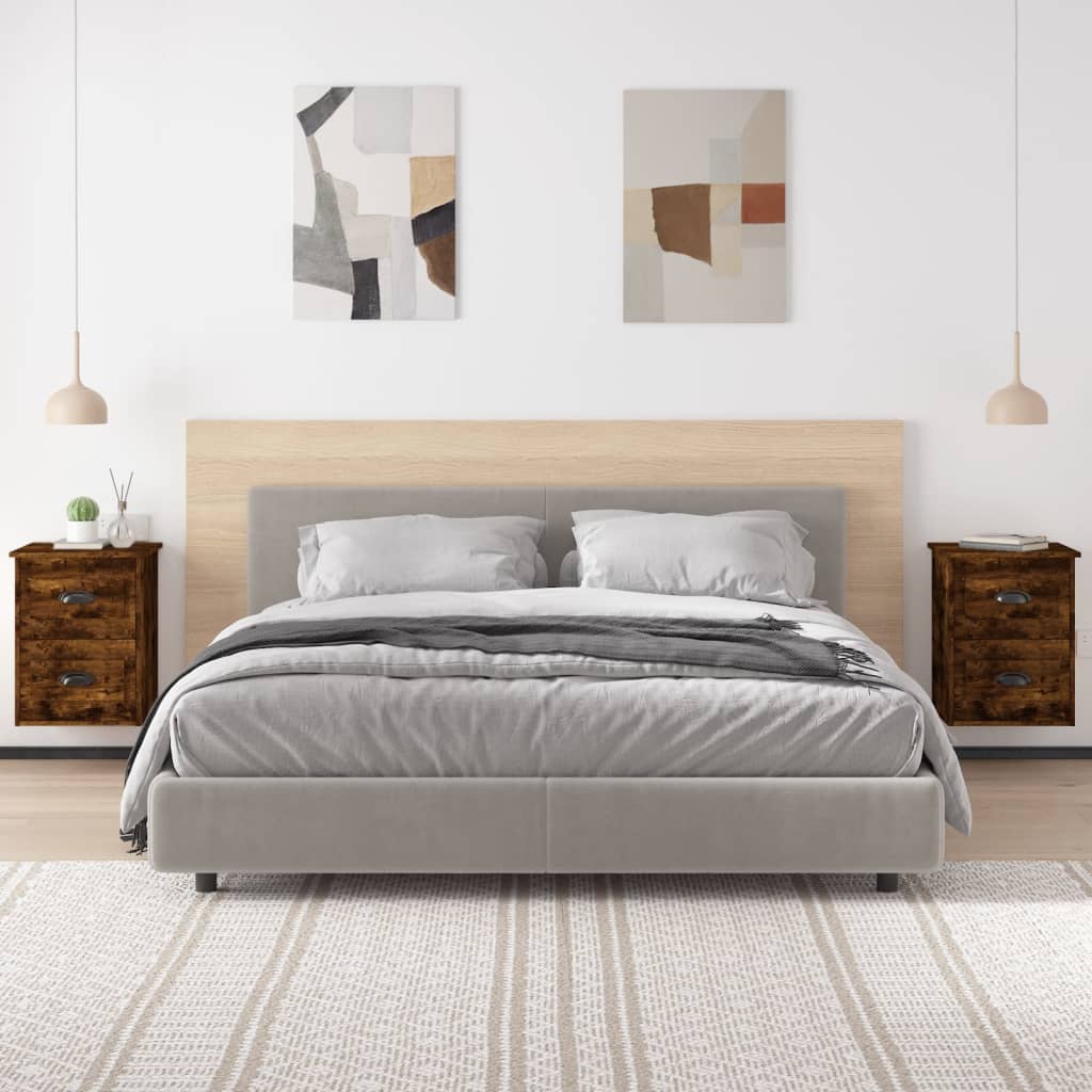 Wall-mounted bedside tables 2 pcs. Smoked oak 41.5x36x53 cm
