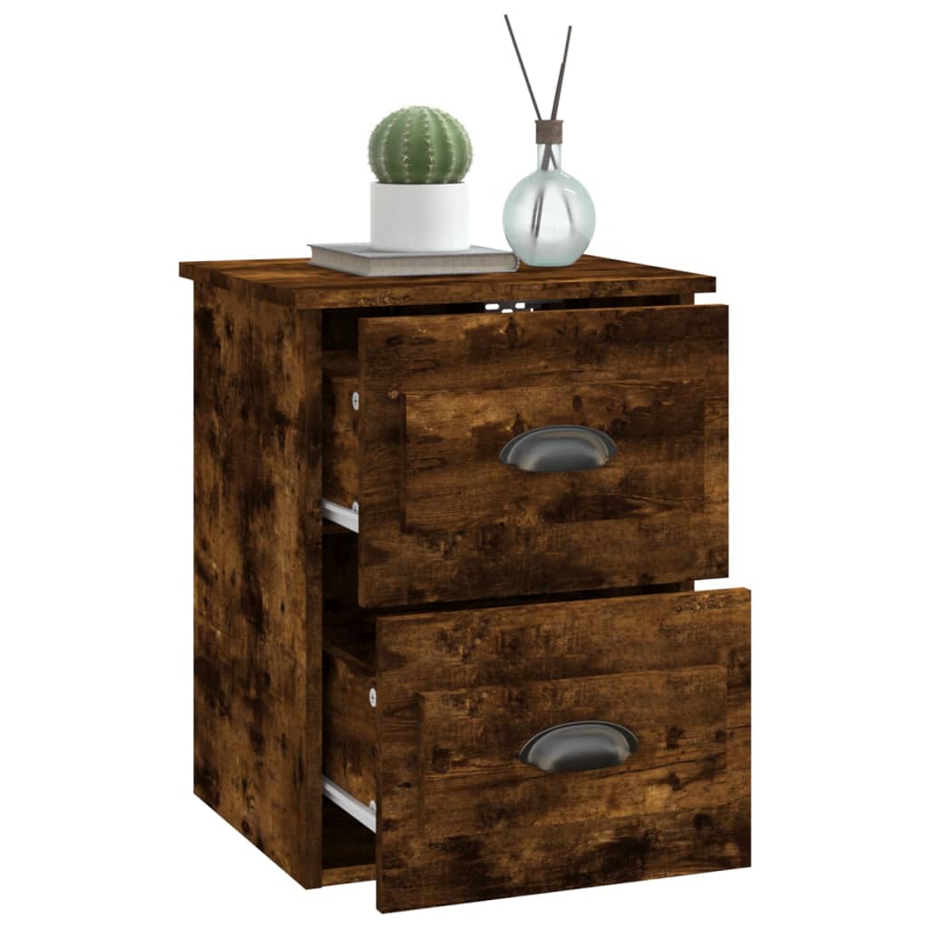 Wall-mounted bedside tables 2 pcs. Smoked oak 41.5x36x53 cm
