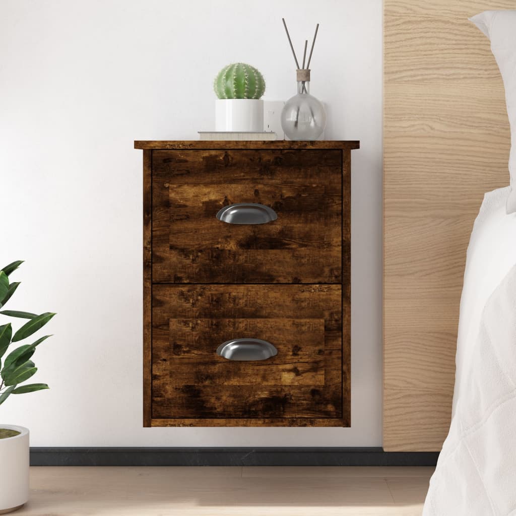 Wall-mounted bedside tables 2 pcs. Smoked oak 41.5x36x53 cm