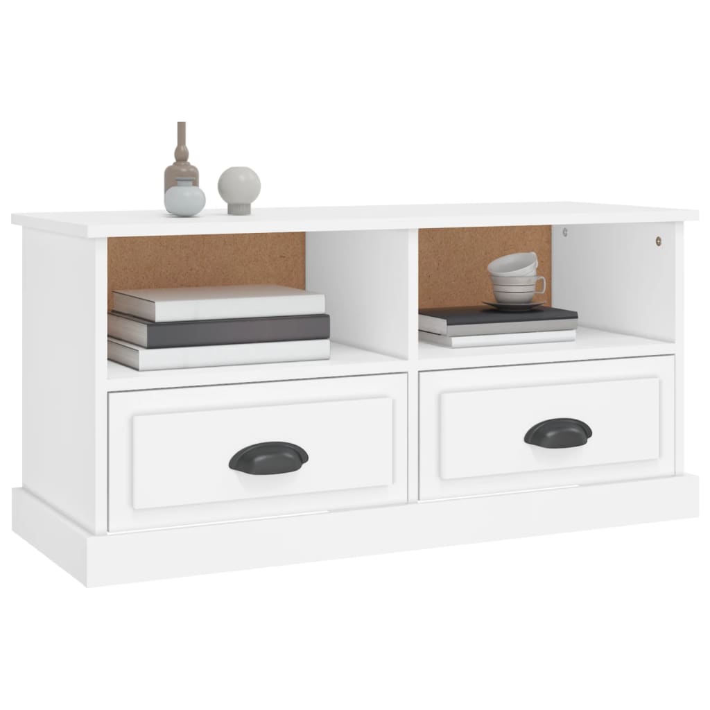 Meuble TV blanc 93x35,5x45 cm en bois