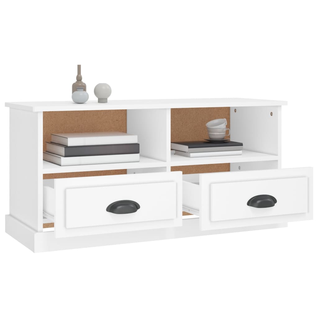 Meuble TV blanc 93x35,5x45 cm en bois