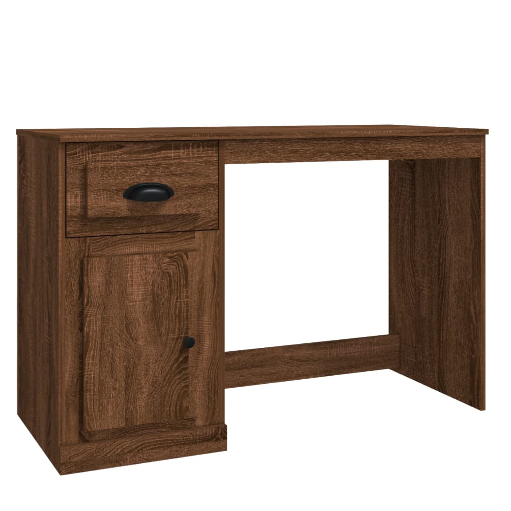 Bureau avec tiroir aspect chêne marron 115x50x75 cm