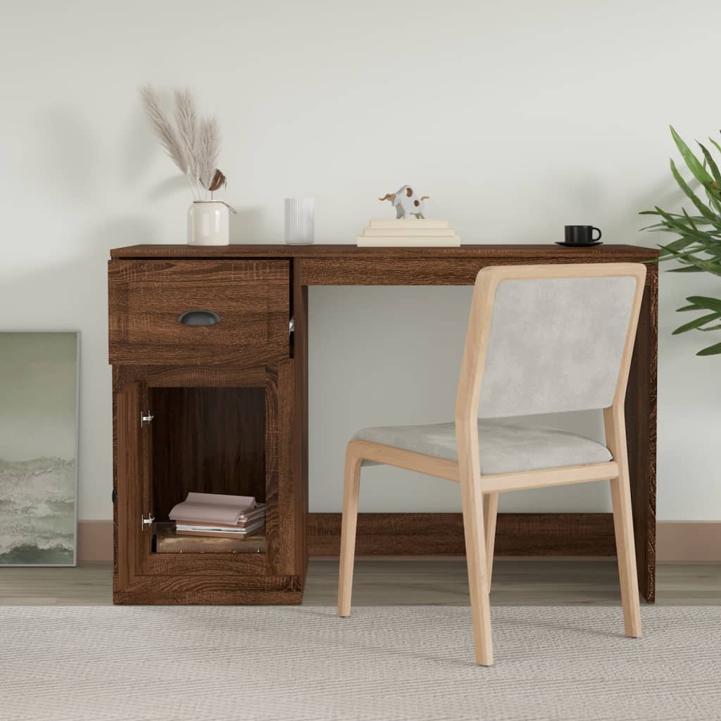Bureau avec tiroir aspect chêne marron 115x50x75 cm