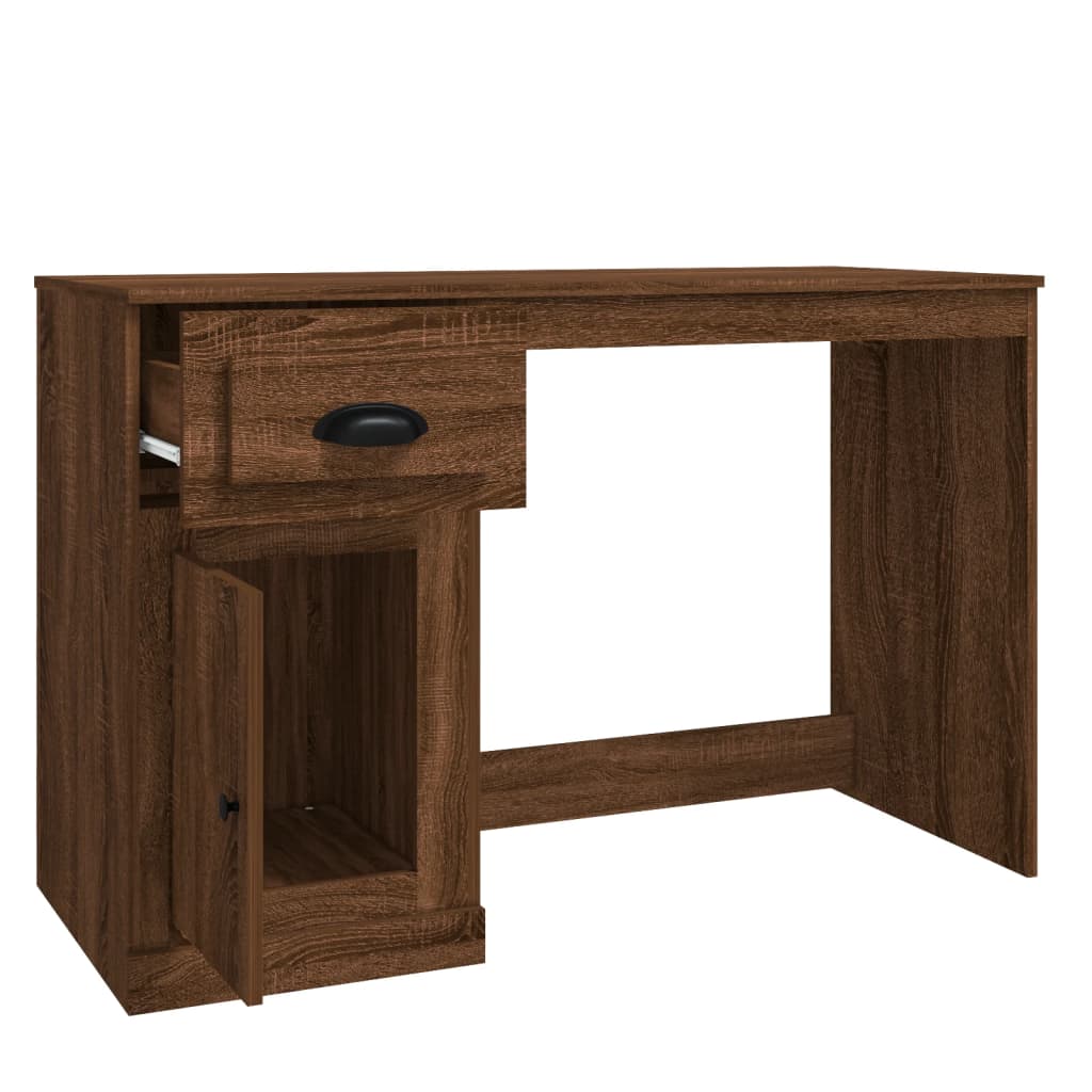 Bureau avec tiroir aspect chêne marron 115x50x75 cm