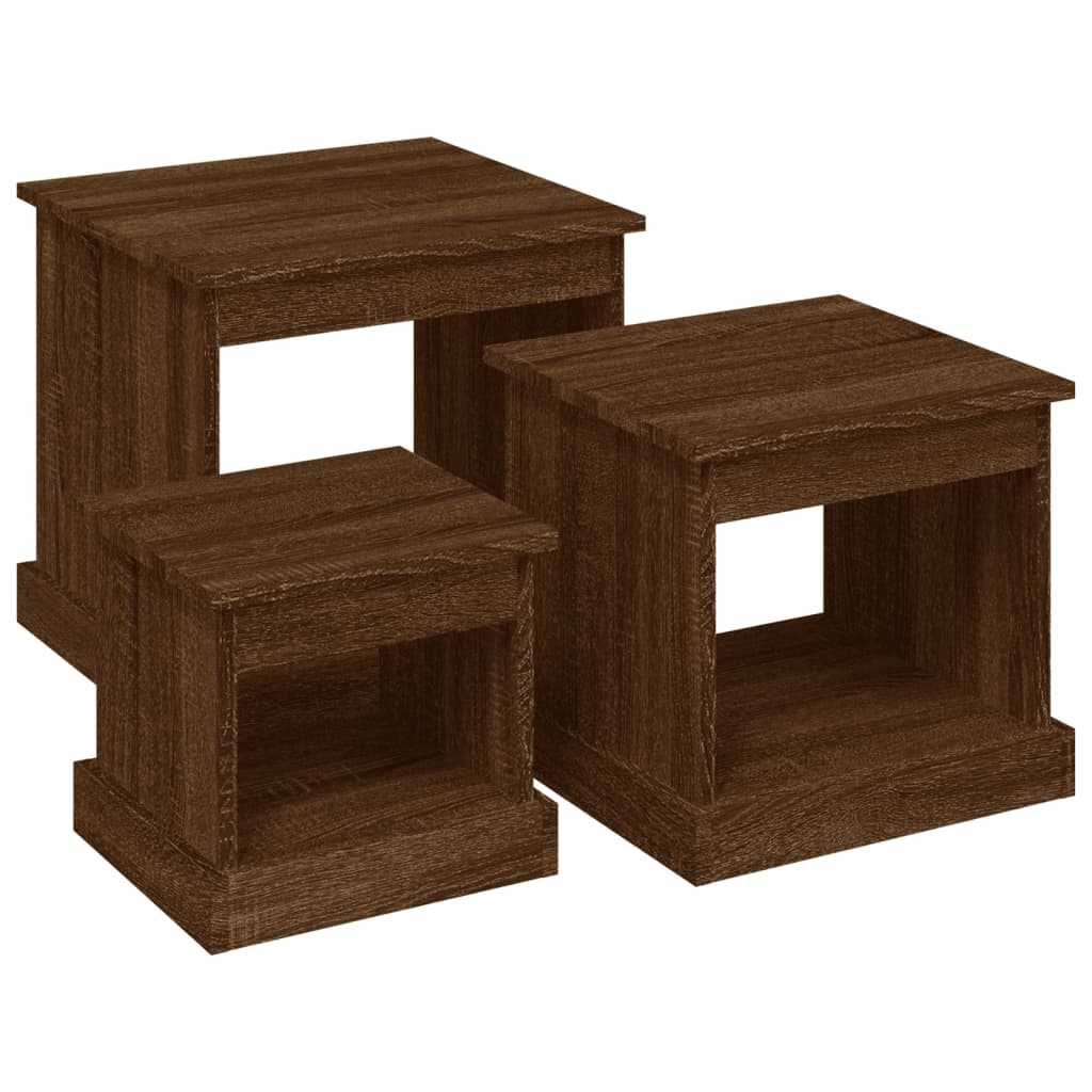 Coffee Tables 3 pcs. Brown Oak Look Wood Material