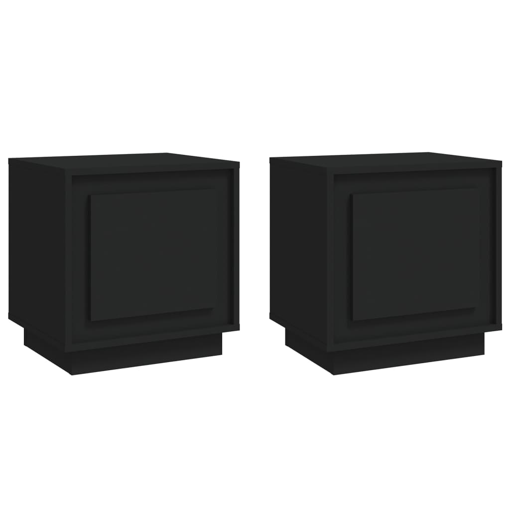 Tables de chevet 2 pcs. Noir 44x35x45 cm en bois