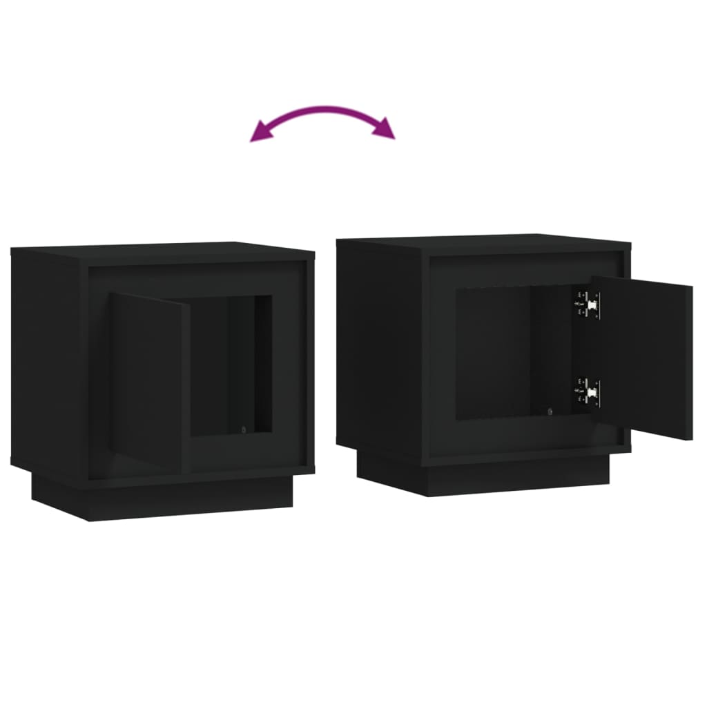 Tables de chevet 2 pcs. Noir 44x35x45 cm en bois