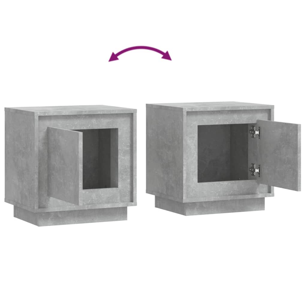 Bedside tables 2 pcs. Concrete grey 44x35x45 cm wood material