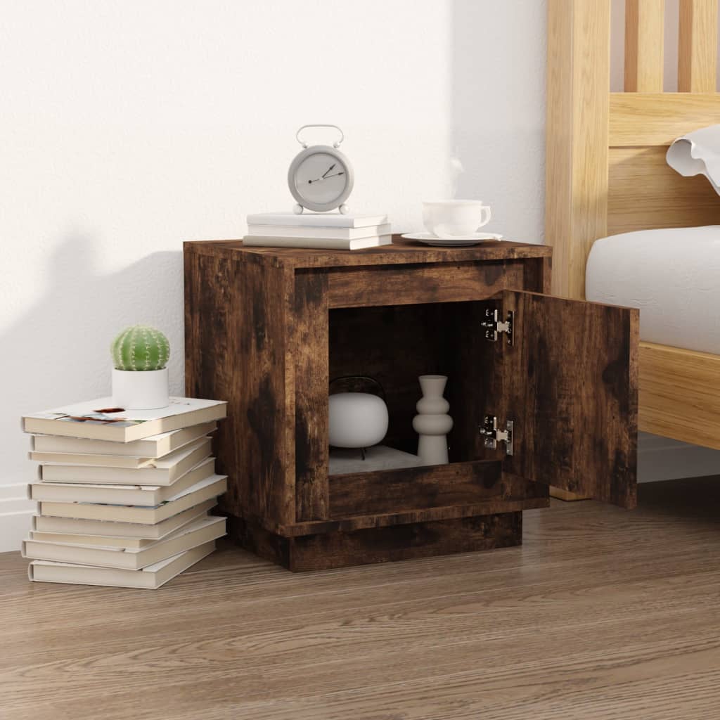 Bedside table smoked oak 44x35x45 cm wood material