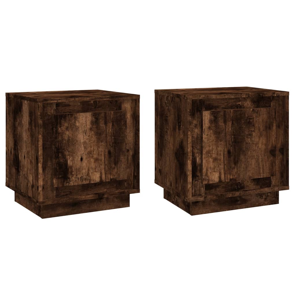 Tables de chevet 2 pcs. chêne fumé 44x35x45 cm matériau bois