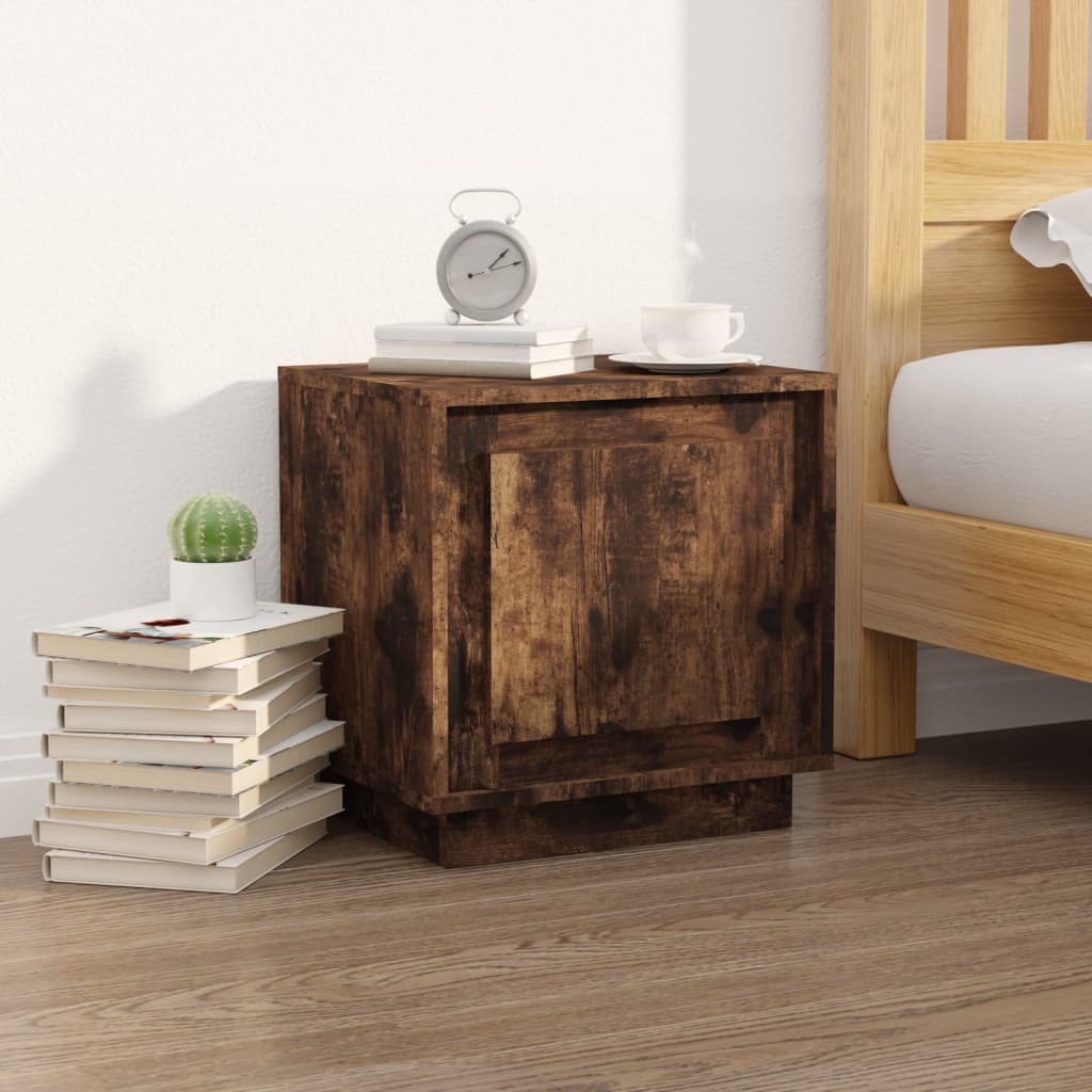 Tables de chevet 2 pcs. chêne fumé 44x35x45 cm matériau bois