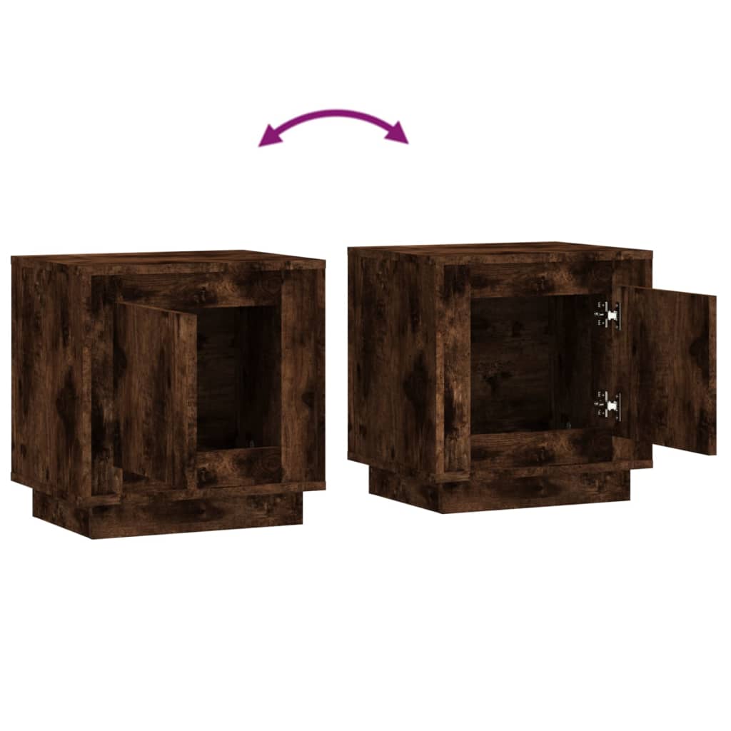 Tables de chevet 2 pcs. chêne fumé 44x35x45 cm matériau bois