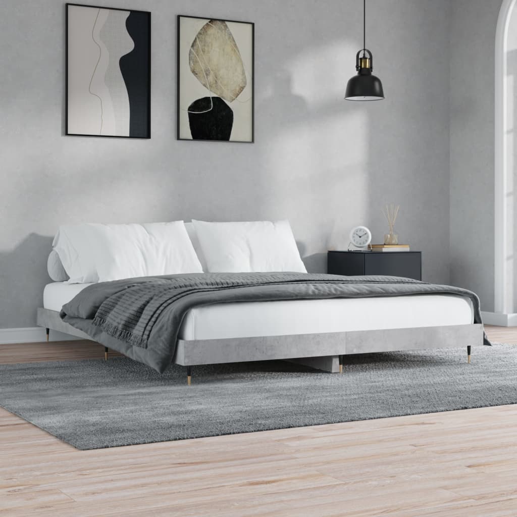 Bed frame concrete grey 120x200 cm wood material