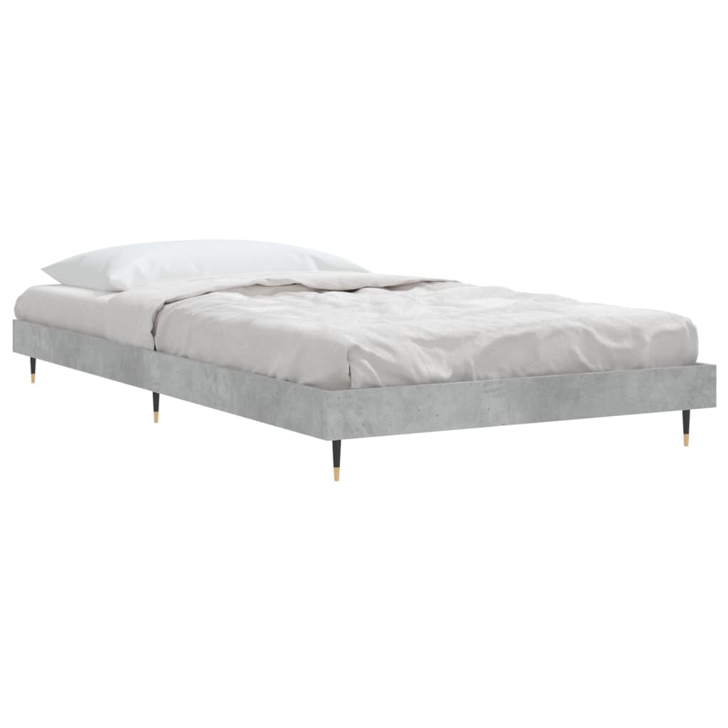 Bed frame concrete grey 100x200 cm wood material