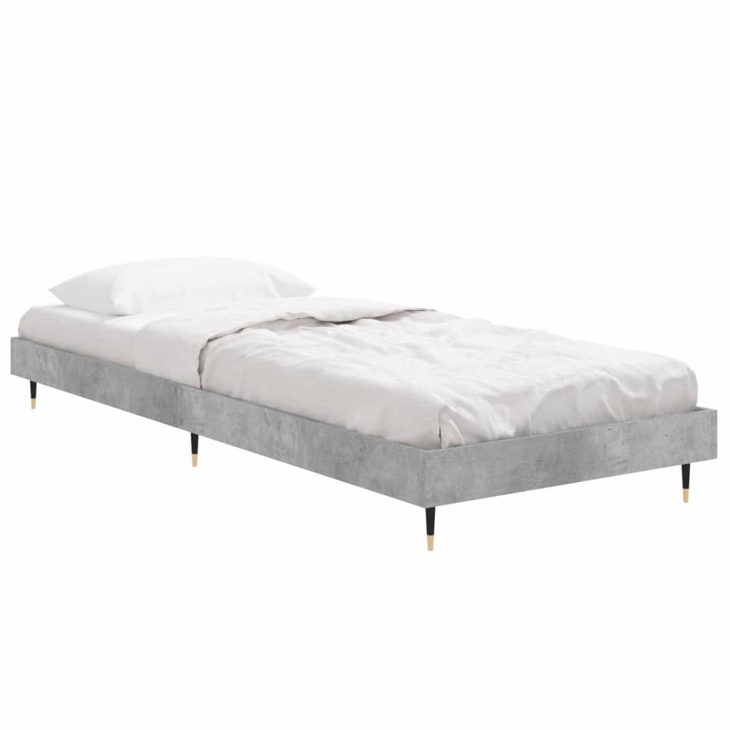 Bed frame concrete grey 75x190 cm wood material