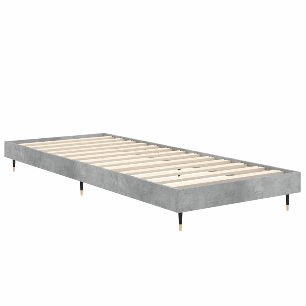 Bed frame concrete grey 75x190 cm wood material