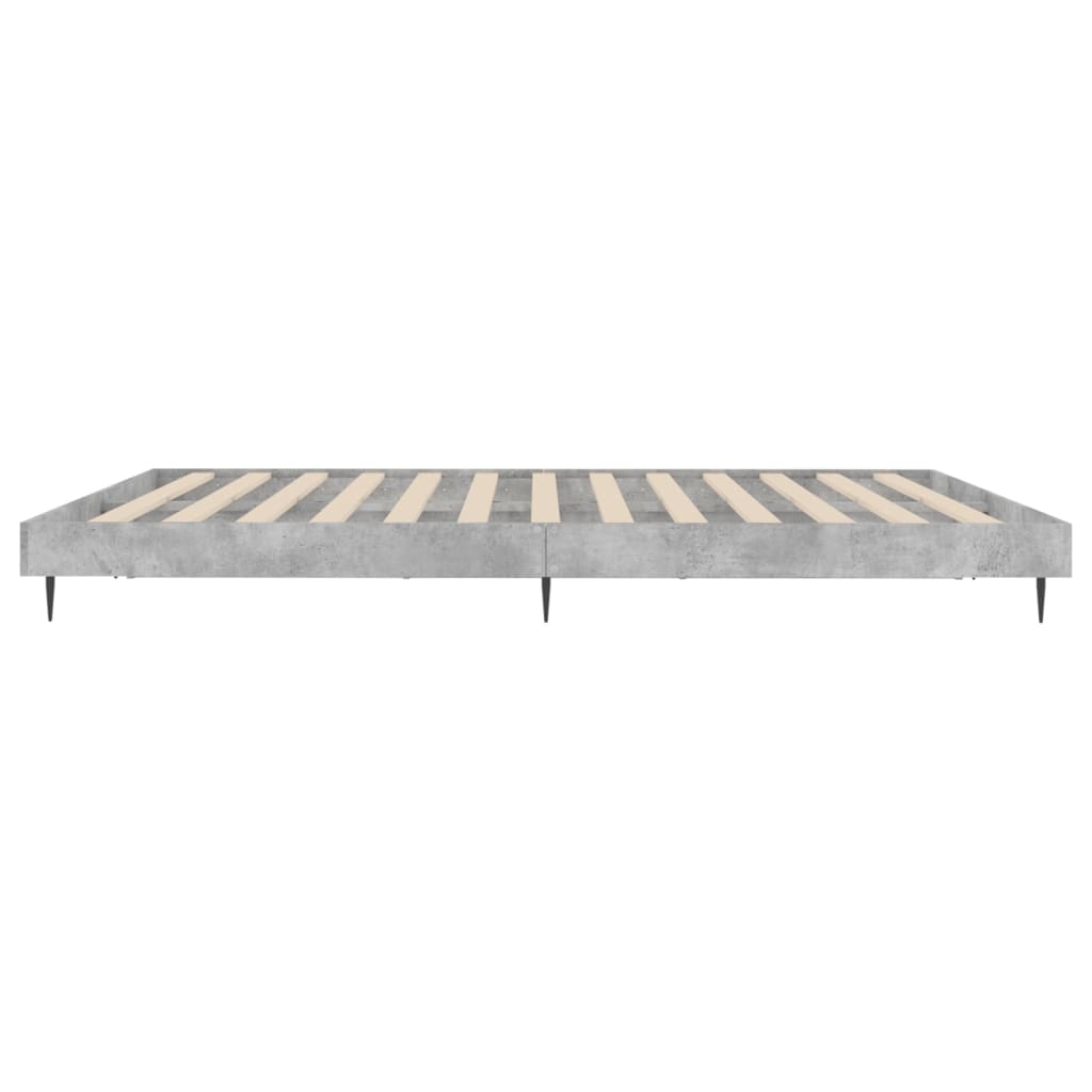 Bed frame concrete grey 200x200 cm wood material