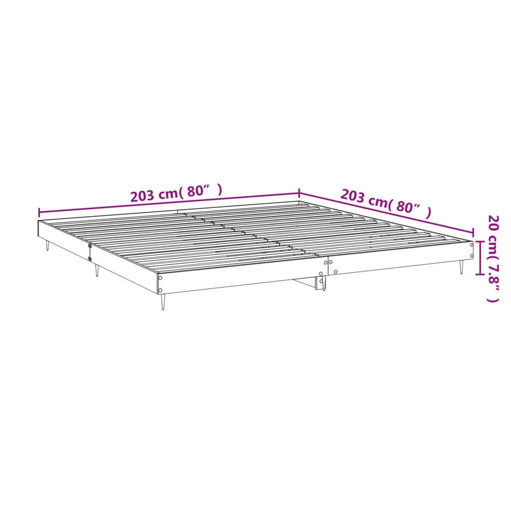 Bed frame concrete grey 200x200 cm wood material