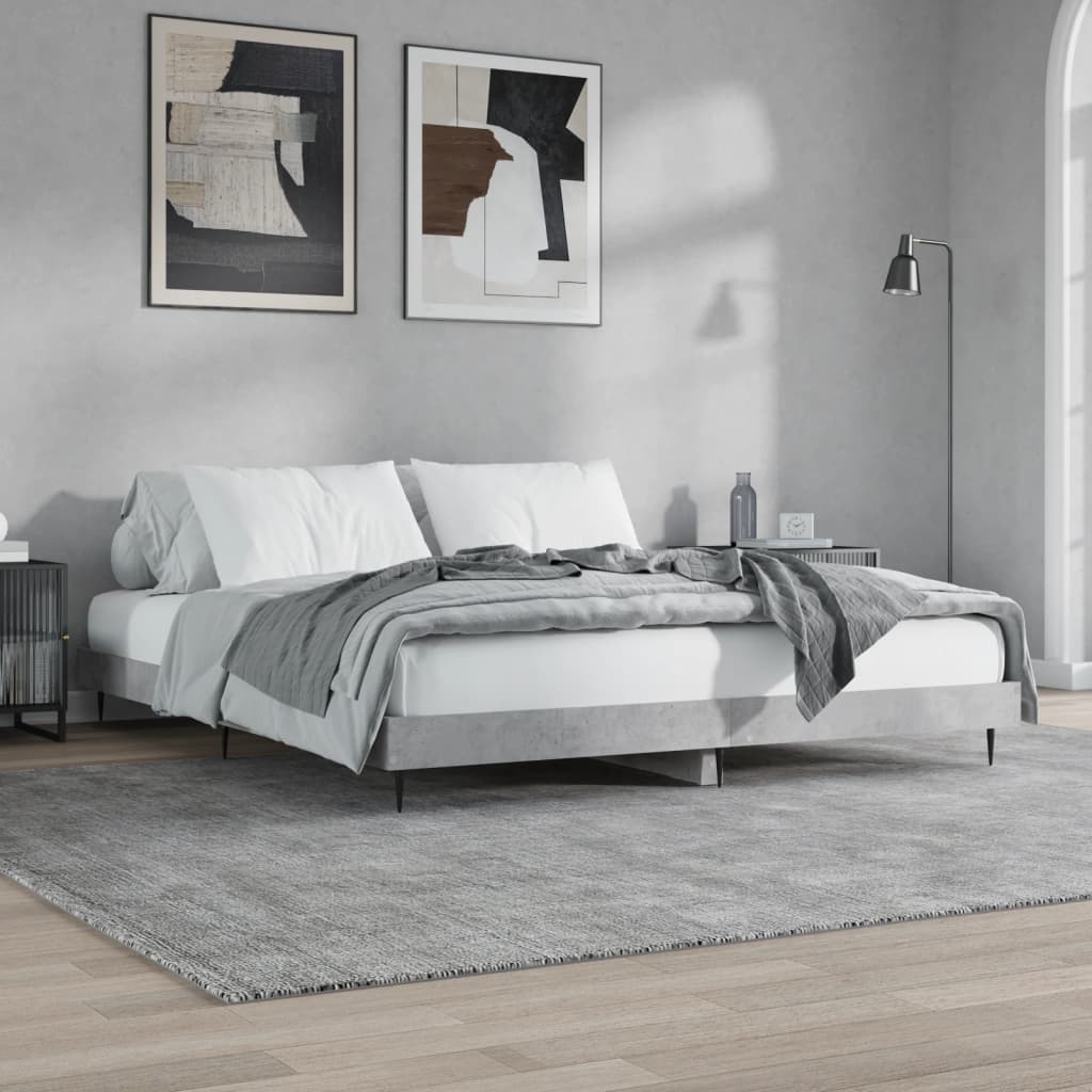 Bed frame concrete grey 140x200 cm wood material